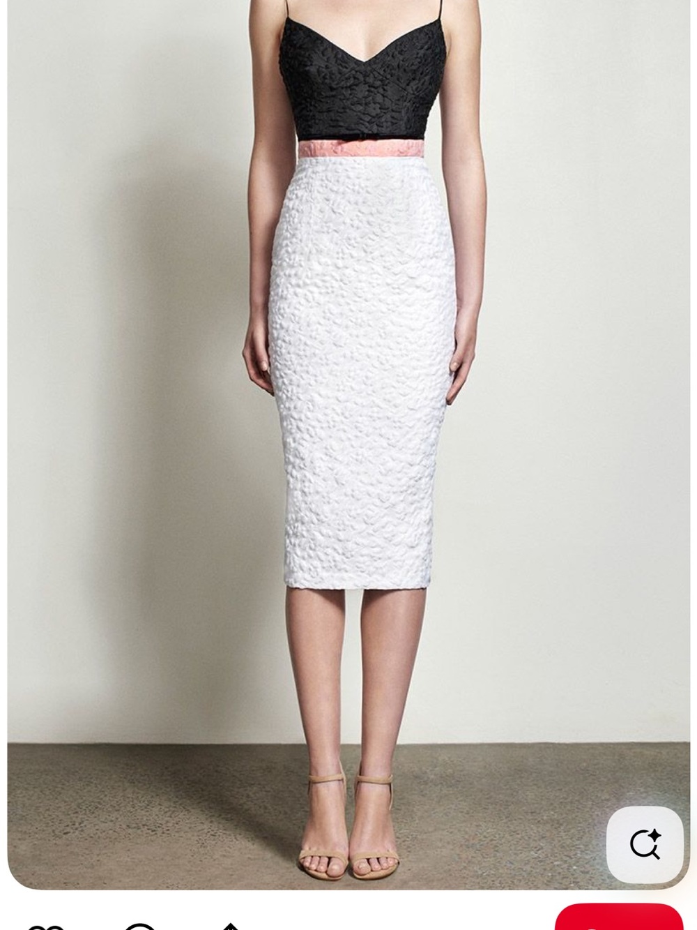 Alex Perry Black & White Pencil Dress with Pink Waistband